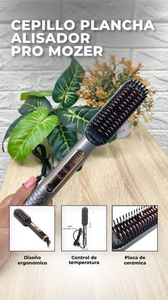 Cepillo Alisador Profesional Promozer MZ-5807 | Temperatura Ajustable, Anti-Frizz